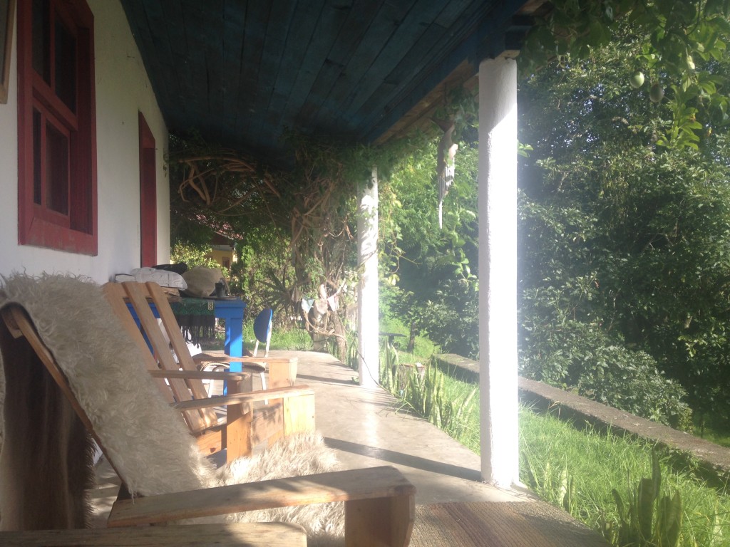 The porch of the cabin, overlooking Ciudad Vieja and San Miguel Dueñas